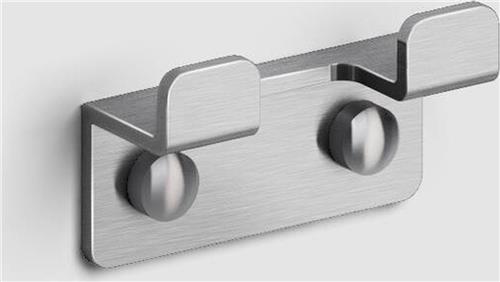 Clou Fold handdoekhaak dubbel 6,6x2,5x3,7cm geborsteld RVS