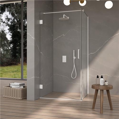 Fortifura Galeria Douchecabine - 80x80x200cm - scharnieren - deurgreep - stabilisatiestang - vlak - helder veiligheidsglas - Mat wit