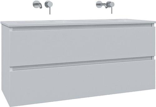 Adema Chaci Badkamermeubelset - 120x46x57cm - 2 keramische wasbakken wit - zonder kraangaten - 2 lades - mat wit