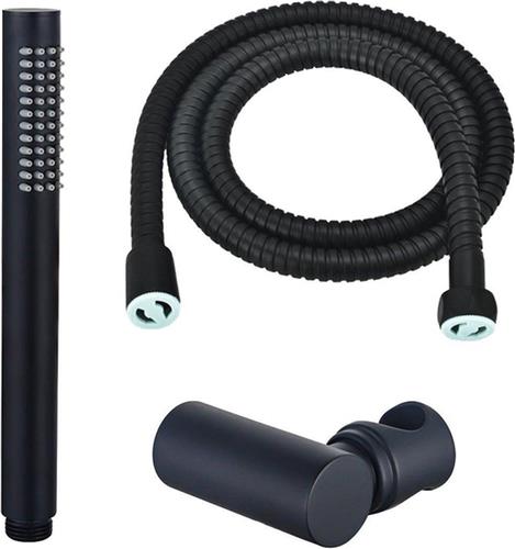 Fortifura Calvi Handdoucheset - 22.5cm - staaf - met houder - anti-twist slang - 150cm - Zwart