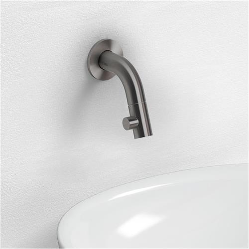 Clou Kaldur fonteinkraan korte uitl. wandm. gunmetal geb. PVD