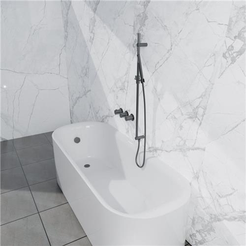 Fortifura Nebbio Badcombinatie-set - thermostaatkraan - inbouwdeel - glijstang - metalen doucheslang - staaf handdouche - badafvoer opbouw - geborsteld gunmetal PVD