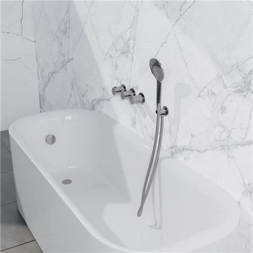 Fortifura Nebbio Badcombinatie-set - thermostaatkraan - inbouwdeel - inbouw uitbreiding - wandaansluitbocht - metalen doucheslang - ronde handdouche - badafvoer opbouw - chroom