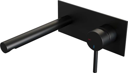 Brauer Black Edition inbouw wastafelkraan I-model met achterplaat - hendel 1 - mat zwart