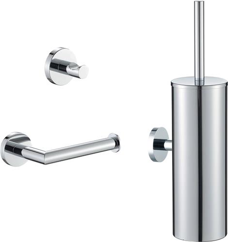 Plieger Vigo Toiletset Accessoires  Wc borstel  Wc Rolhouder  Handdoekhaakje - 10 jaar garantie  Chroom
