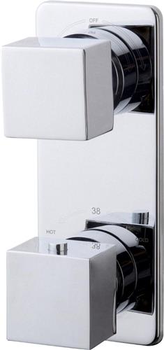 Douchekraan Rombo 15cm Hartafstand Thermostatisch Inbouw Vierkant Chroom 2 Greeps