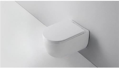 QeramiQ Dely Swirl Wandclosetset - 36.5x53.0cm - diepspoel - rimless - slim softclose zitting - mat wit