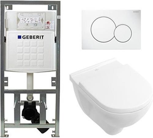 Villeroy & Boch O.novo inbouwset met diepspoel wandcloset wit softclose zitting afdekplaat wit