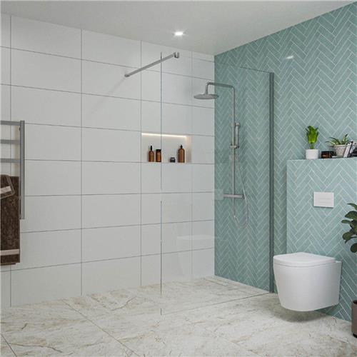 Fortifura Galeria inloopdouche - 110x200cm - helder glas - wandarm - chroom