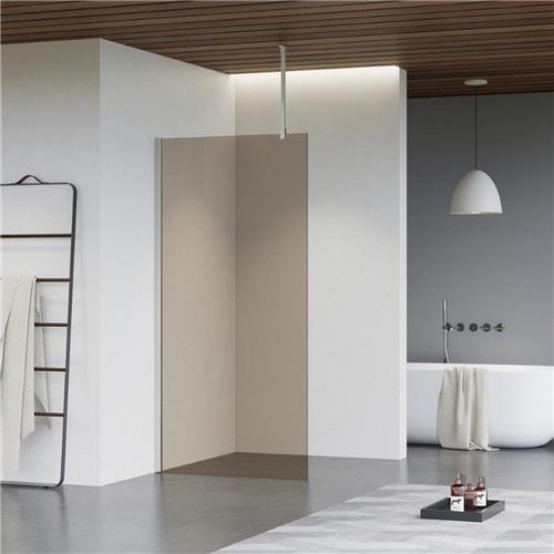 Fortifura Galeria inloopdouche - 60x200cm - rookglas - plafondarm - Geborsteld RVS PVD (RVS)