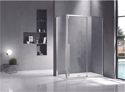 Saniclass Neptune douchecabine 140x90cm met schuifdeur 8mm veiligheidsglas met anti kalk zilver gepolijst