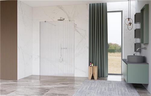 Fortifura Galeria Vrijstaande Inloopdouche - 120x200cm - Helder geribbeld - antikalk - 8mm veiligheidsglas - wandsteunen - Chroom