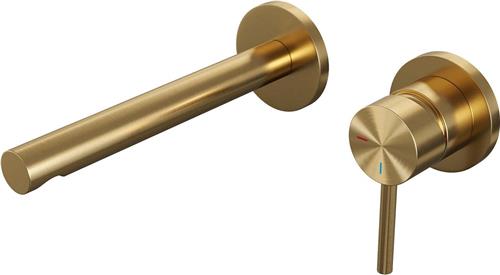 Brauer Gold Edition inbouw wastafelkraan I-model - hendel 1 - geborsteld goud PVD