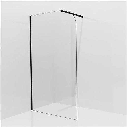 Fortifura Galaria Inloopdouche - 80x200cm - afgeronde glaswand - helder glas - wandarm - mat zwart