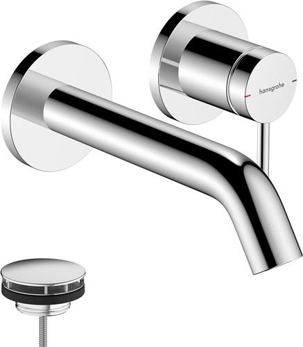 hansgrohe Tecturis S ééngreeps wastafelkraan inbouw voor wandmontage, met uitloop 16,5 cm chroom