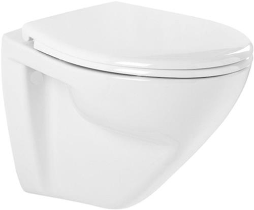 QeramiQ Cetus Confort Wandtoilet - 52x36x43.5cm - spoelrandloos - verhoogd 6cm - softclose en quickrelease zitting - glans wit