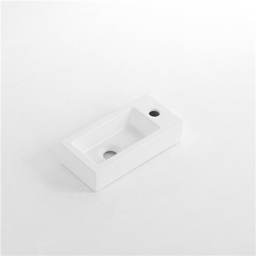 QeramiQ Fuente Fontein - 38x18.5x9cm - keramiek - kraangat rechts - Mat wit