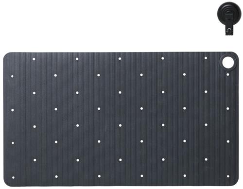Sealskin Ribb - Antislip badmat 40x70 cm - Antraciet - inclusief zwarte haak