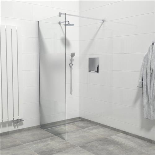 Van Marcke Inloopdouche - 90x200cm - veiligheidsglas - band mat glas - anti kalk - chroom