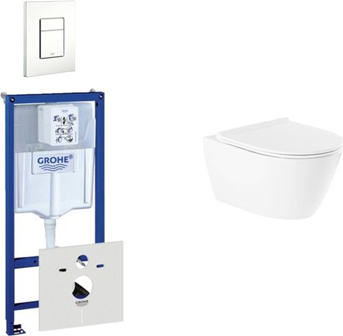 QeramiQ Salina Toiletset - inbouwreservoir - spoelrandloos - wandcloset - softclose - bedieningsplaat verticaal/horizontaal wit
