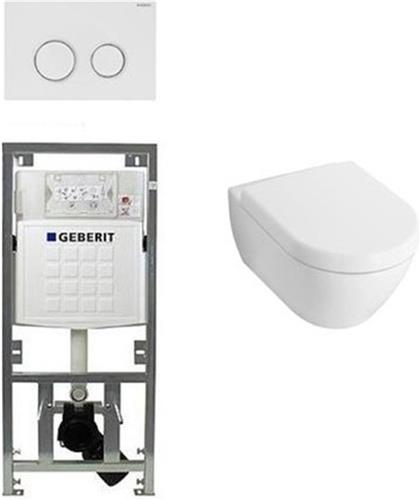 Villeroy & Boch Subway 2.0 Inbouwset met wandclosetpot wit softclose zitting afdekplaat sigma20 wit