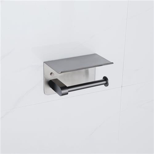 Fortifura Calvi - toiletrolhouder - met plateau - Geborsteld Gunmetal PVD
