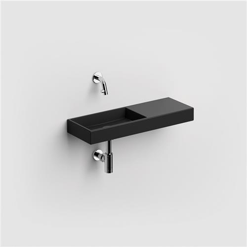 Clou Mini Wash Me fontein 56x19cm zonder kraangat rechts Keramiek Zwart mat