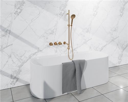 Fortifura Nebbio Badcombinatie-set - thermostaatkraan - inbouwdeel - glijstang - gladde doucheslang - ronde handdouche - uitbreiding inbouwdeel - uitloop - geborsteld messing