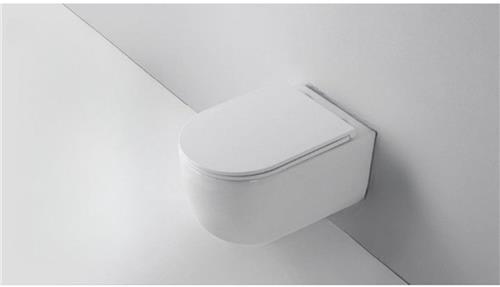 QeramiQ Dely Swirl Wandclosetset - 36.5x53.0cm - diepspoel - rimless - slim zitting - glans wit