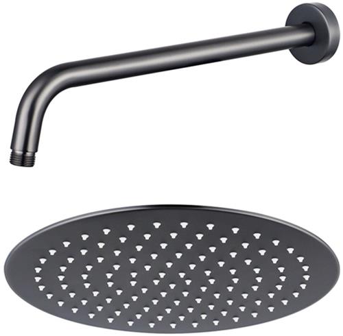 Fortifura Calvi Hoofddouche - 30cm - rond - wandarm 35cm - Geborsteld Gunmetal PVD