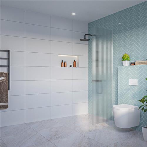 Fortifura Galeria Inloopdouche - ribbel glas - 60x200cm - 8mm - nano - blind inbouw profiel