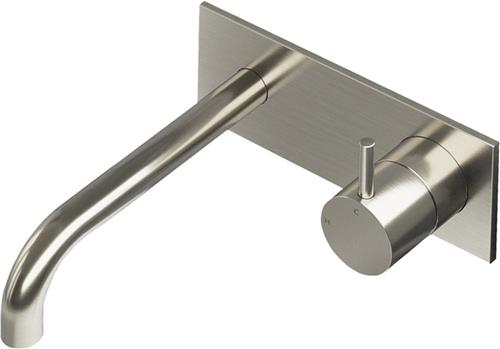 Inbouw Wastafelmengkraan Hotbath Cobber 3+3 Inbouwsysteem 1-hendel Gebogen 18 cm Geborsteld Nikkel