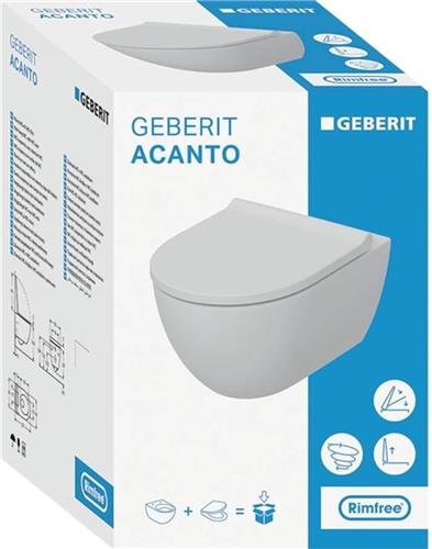 Geberit Acanto Wandclosetpack - diepspoel- turboflush 36x53cm - closetzitting - softclose -quick release - wit