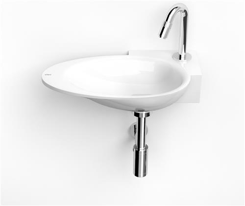 Clou First fonteinkom 38.8x24.6cm kraangat rechts mineraalsteen Wit
