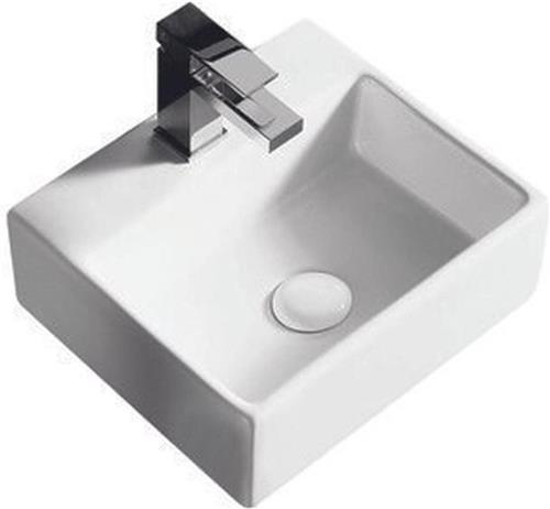 Nemo Spring Sun Handwasbakje - rechthoekig - 33.5x29.5cm - wandmontage - afvoergat D4.5cm - zonder overloop - porselein wit