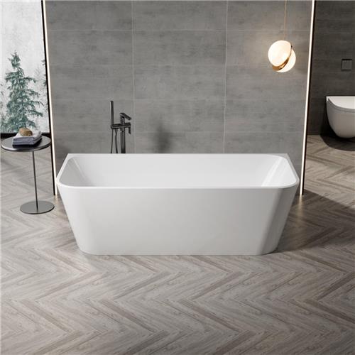 ZEZA Grand half vrijstaand bad - 180x80x58cm - met afvoer - acryl - glans wit