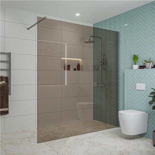 Fortifura Galeria inloopdouche - 180x200cm - rookglas - wandarm - chroom