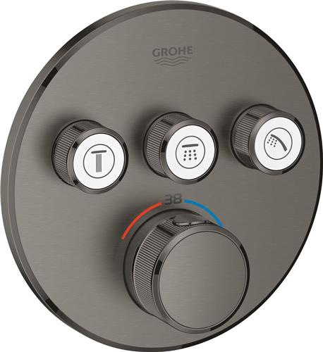 GROHE Grohtherm SmartControl Thermostatiche Douchekraan - Inbouw mengkraan - Met omstelling - Rond - Hard graphite geborsteld (mat donkergrijs)