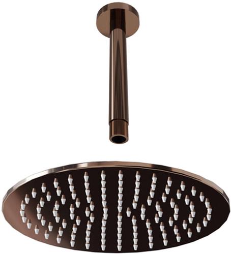 Fortifura Calvi Hoofddouche - 25cm - rond - plafondarm 20cm - Geborsteld koper PVD (Koper)