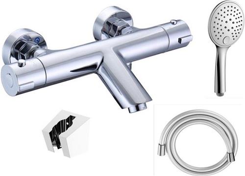 Adema Sparkle 2.0 doucheset - thermostatische bad-/douchekraan - Met handdouche en houder - Met doucheslang - Chroom