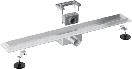 Fortifura Galeria Douchegoot - 100cm - zonder rooster - vloerflens - Geborsteld RVS PVD (RVS)