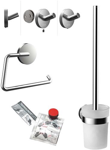 Emco - Round Accessoireset - Toiletrolhouder - Toiletborstelset - Haak - Chroom
