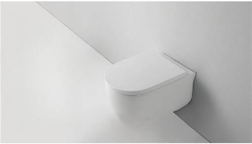 QeramiQ Dely Swirl Wandclosetset - 36.5x53.0cm - diepspoel - rimless - softclose zitting - 35mm - mat wit