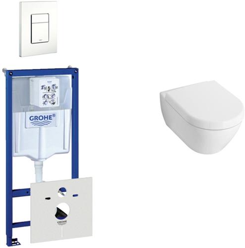Villeroy & Boch Subway Compact Toiletset - inbouwreservoir - diepspoel wandcloset - bedieningsplaat verticaal/horizontaal - wit