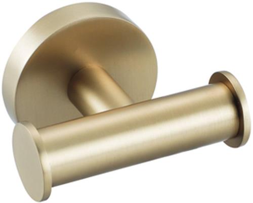 Fortifura Calvi Handdoekhaak - rond - dubbel - Geborsteld Messing PVD (Goud)