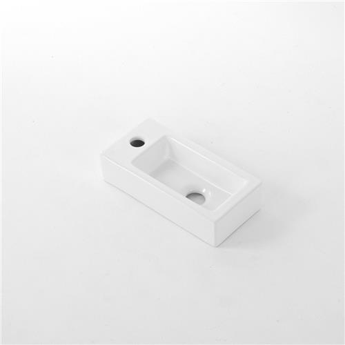 QeramiQ Fuente Fontein - 38x18.5x9cm - keramiek - kraangat links - Glans wit