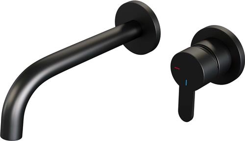 Brauer Black edition inbouwwastafelkraan type B4 greep met inbouwdeel ColdStart ronde rozetten mat zwart