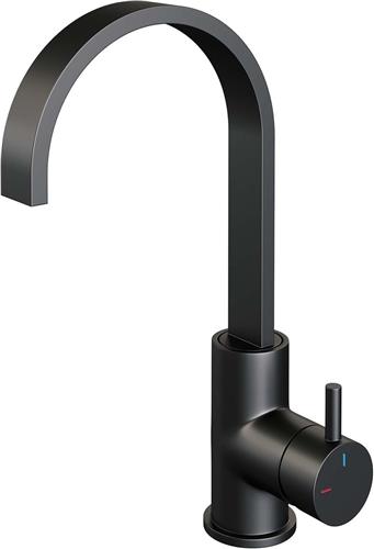 Brauer Black edition wastafelkraan opbouw draaibare uitloop met type S2 greep ColdStart mat zwart