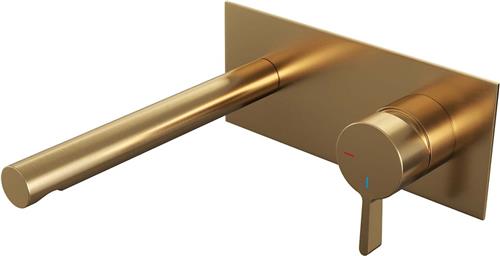 Wastafelmengkraan Inbouw Brauer Gold Edition met Afdekplaat Rechte Uitloop Lepelhendel Geborsteld Goud