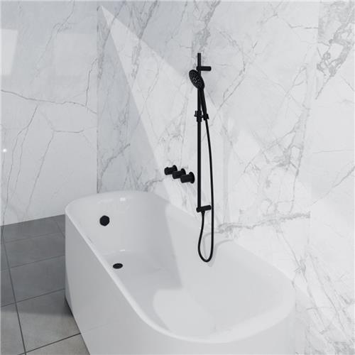 Fortifura Nebbio Badcombinatie-set - thermostaatkraan - inbouwdeel - glijstang - gladde doucheslang - ronde handdouche - badafvoer opbouw - geborsteld messing PVD (goud)